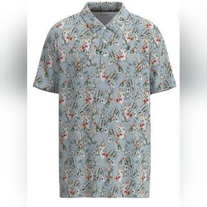 Hooey Cowboy The Weekender Denim/Floral Polo Golf XL Tropical Birds UPF 30